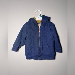 Carters Winter Fur Interior Zip Up Sweater Boys Navy Blue Casual Cozy 18M